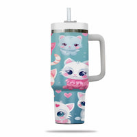 Thumbnail for Cute Cat Tumbler 40oz With Handle, Cat Pattern 40oz Tumbler, Cat Lover Tumbler 40oz, Stainless Steel Tumbler, Insulated Tumbler 07