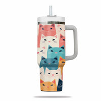 Thumbnail for Cute Cat Tumbler 40oz With Handle, Cat Pattern 40oz Tumbler, Cat Lover Tumbler 40oz, Stainless Steel Tumbler, Insulated Tumbler 10
