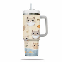 Thumbnail for Cute Cat Tumbler 40oz With Handle, Cat Pattern 40oz Tumbler, Cat Lover Tumbler 40oz, Stainless Steel Tumbler, Insulated Tumbler 03