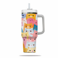 Thumbnail for Cute Cat Tumbler 40oz With Handle, Cat Pattern 40oz Tumbler, Cat Lover Tumbler 40oz, Stainless Steel Tumbler, Insulated Tumbler 09