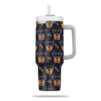 Thumbnail for Cute Rottweiler Tumbler 40oz With Handle, Rottweiler Pattern 40oz Tumbler, Dog Paw Photo Tumbler with Straw, Dog Lover Tumbler, Stainless Steel Tumbler, Insulated Tumbler