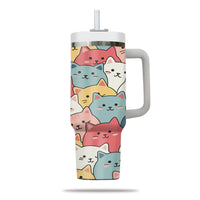 Thumbnail for Cute Cat Tumbler 40oz With Handle, Cat Pattern 40oz Tumbler, Cat Lover Tumbler 40oz, Stainless Steel Tumbler, Insulated Tumbler 27