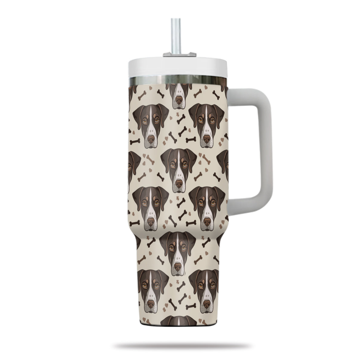 Cute German Shorthaired Pointer Tumbler 40oz With Handle, German Shorthaired Pointer Pattern 40oz Tumbler, Dog Paw Photo Tumbler with Straw, Dog Lover Tumbler, Stainless Steel Tumbler, Insulated Tumbler