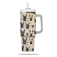 Thumbnail for Cute French Bulldog Tumbler 40oz With Handle, French Bulldog Pattern 40oz Tumbler, Dog Paw Photo Tumbler with Straw, Dog Lover Tumbler, Stainless Steel Tumbler, Insulated Tumbler 01