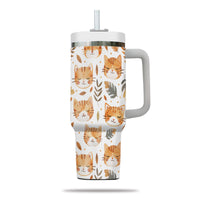 Thumbnail for Cute Cat Tumbler 40oz With Handle, Cat Pattern 40oz Tumbler, Cat Lover Tumbler 40oz, Stainless Steel Tumbler, Insulated Tumbler 16