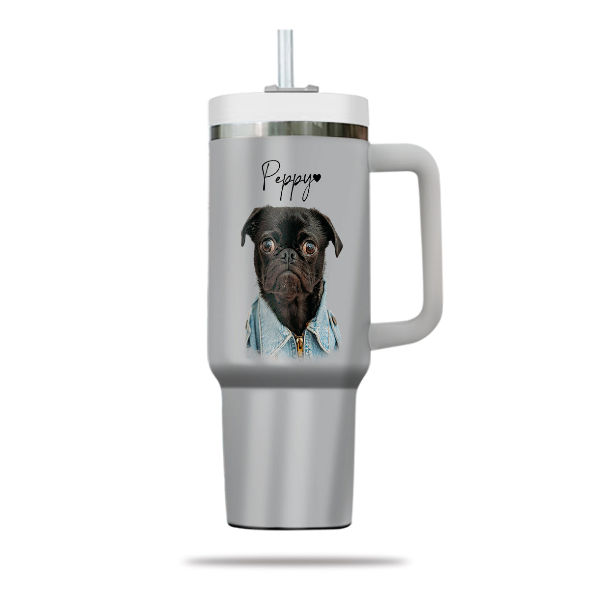 Custom Pet Photo Tumbler 40oz With Handle, Dog Photo Tumbler, Puppies Tumbler with Straw, Dog Lover Tumbler, Favorite Pet Tumbler, Stainless Steel Tumbler, Insulated Tumbler, Pet Photo Gift with Custom Pet Image 03