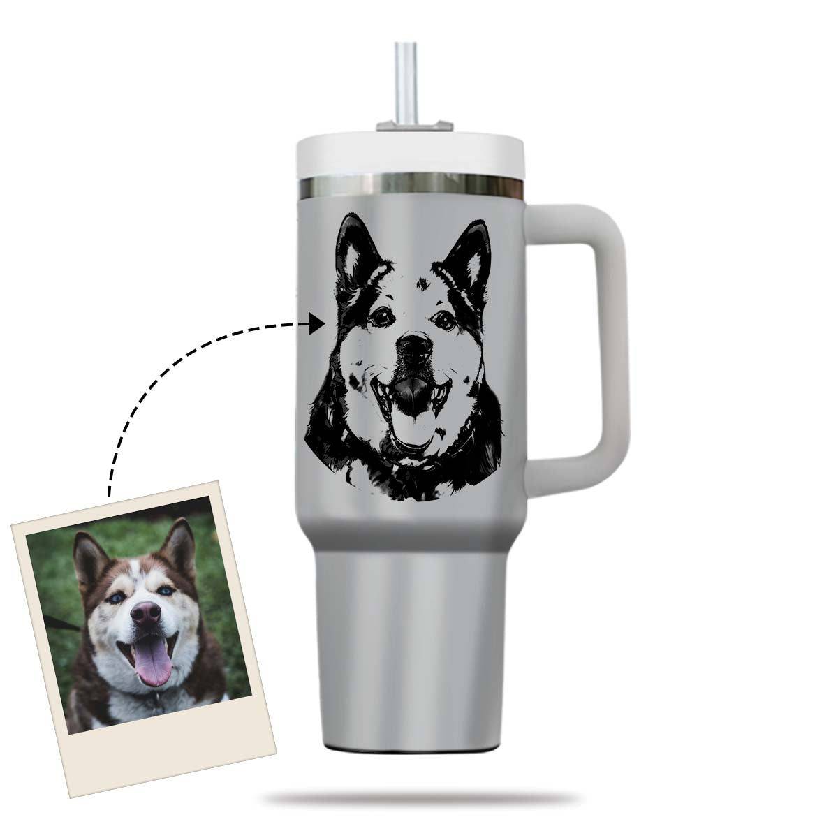 Custom Pet Photo Tumbler 40oz With Handle, Dog Photo Tumbler, Puppies Tumbler with Straw, Dog Lover Tumbler, Favorite Pet Tumbler, Stainless Steel Tumbler, Insulated Tumbler, Pet Photo Gift with Custom Pet Image 08