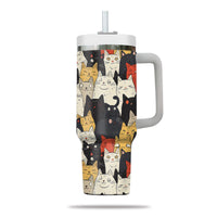 Thumbnail for Cute Cat Tumbler 40oz With Handle, Cat Pattern 40oz Tumbler, Cat Lover Tumbler 40oz, Stainless Steel Tumbler, Insulated Tumbler 21