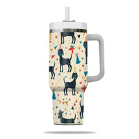 Thumbnail for Cute Dog Tumbler 40oz With Handle, Dog Face Pattern 40oz Tumbler, Puppies Tumbler with Straw, Dog Lover Tumbler, Stainless Steel Tumbler, Insulated Tumbler 03