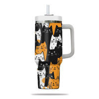 Thumbnail for Cute Cat Tumbler 40oz With Handle, Cat Pattern 40oz Tumbler, Cat Lover Tumbler 40oz, Stainless Steel Tumbler, Insulated Tumbler 28