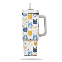 Thumbnail for Cute Cat Tumbler 40oz With Handle, Cat Pattern 40oz Tumbler, Cat Lover Tumbler 40oz, Stainless Steel Tumbler, Insulated Tumbler 17