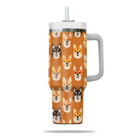 Thumbnail for Cute Shiba Tumbler 40oz With Handle, Shiba Pattern 40oz Tumbler, Dog Paw Photo Tumbler with Straw, Dog Lover Tumbler, Stainless Steel Tumbler, Insulated Tumbler 02