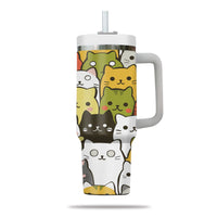 Thumbnail for Cute Cat Tumbler 40oz With Handle, Cat Pattern 40oz Tumbler, Cat Lover Tumbler 40oz, Stainless Steel Tumbler, Insulated Tumbler 25