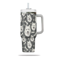 Thumbnail for Cute Samoyed Tumbler 40oz With Handle, Samoyed Pattern 40oz Tumbler, Dog Paw Photo Tumbler with Straw, Dog Lover Tumbler, Stainless Steel Tumbler, Insulated Tumbler 02