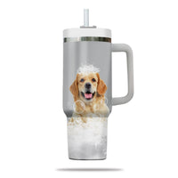 Thumbnail for Custom Pet Portrait Photo Tumbler 40oz With Handle, Animal in Tub, Funny Bathroom Art, Dog In Bathtub Print, Puppies Tumbler with Straw, Dog Lover Tumbler, Stainless Steel Tumbler, Insulated Tumbler 19