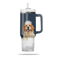 Thumbnail for Custom Pet Portrait Photo Tumbler 40oz With Handle, Animal in Tub, Funny Bathroom Art, Dog In Bathtub Print, Puppies Tumbler with Straw, Dog Lover Tumbler, Stainless Steel Tumbler, Insulated Tumbler 19