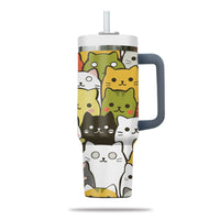 Thumbnail for Cute Cat Tumbler 40oz With Handle, Cat Pattern 40oz Tumbler, Cat Lover Tumbler 40oz, Stainless Steel Tumbler, Insulated Tumbler 25