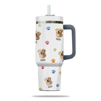 Thumbnail for Custom Pet Photo Tumbler 40oz With Handle, Just A Girl Who Loves Dogs: Personalized Cute Dog Gifts for Dog Mom, Pets, Paw Prints , Puppies Tumbler with Straw, Dog Lover Tumbler, Favorite Pet Tumbler, Stainless Steel Tumbler, Insulated Tumbler 09