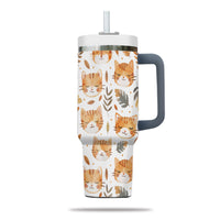 Thumbnail for Cute Cat Tumbler 40oz With Handle, Cat Pattern 40oz Tumbler, Cat Lover Tumbler 40oz, Stainless Steel Tumbler, Insulated Tumbler 16