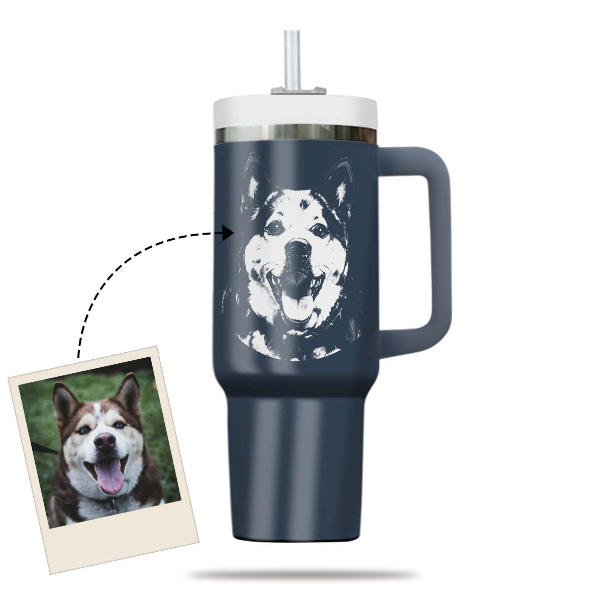 Custom Pet Photo Tumbler 40oz With Handle, Dog Photo Tumbler, Puppies Tumbler with Straw, Dog Lover Tumbler, Favorite Pet Tumbler, Stainless Steel Tumbler, Insulated Tumbler, Pet Photo Gift with Custom Pet Image 08