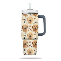 Thumbnail for Cute Golden Retriever Tumbler 40oz With Handle, Golden Retriever Pattern 40oz Tumbler, Dog Paw Photo Tumbler with Straw, Dog Lover Tumbler, Stainless Steel Tumbler, Insulated Tumbler