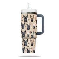 Thumbnail for Cute French Bulldog Tumbler 40oz With Handle, French Bulldog Pattern 40oz Tumbler, Dog Paw Photo Tumbler with Straw, Dog Lover Tumbler, Stainless Steel Tumbler, Insulated Tumbler 01