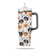 Thumbnail for Cute Poodle Tumbler 40oz With Handle, Poodle Pattern 40oz Tumbler, Dog Paw Photo Tumbler with Straw, Dog Lover Tumbler, Stainless Steel Tumbler, Insulated Tumbler 02