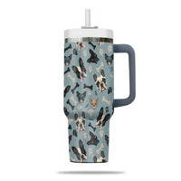 Thumbnail for Cute French Bulldog Tumbler 40oz With Handle, French Bulldog Pattern 40oz Tumbler, Dog Paw Photo Tumbler with Straw, Dog Lover Tumbler, Stainless Steel Tumbler, Insulated Tumbler 02