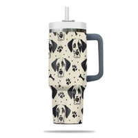 Thumbnail for Cute Dalmatian Tumbler 40oz With Handle, Dalmatian Pattern 40oz Tumbler, Dog Paw Photo Tumbler with Straw, Dog Lover Tumbler, Stainless Steel Tumbler, Insulated Tumbler