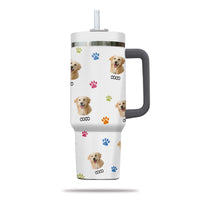 Thumbnail for Custom Pet Photo Tumbler 40oz With Handle, Just A Girl Who Loves Dogs: Personalized Cute Dog Gifts for Dog Mom, Pets, Paw Prints , Puppies Tumbler with Straw, Dog Lover Tumbler, Favorite Pet Tumbler, Stainless Steel Tumbler, Insulated Tumbler 09