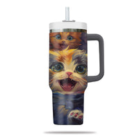 Thumbnail for Cute Cat Tumbler 40oz With Handle, Cat Pattern 40oz Tumbler, Cat Lover Tumbler 40oz, Stainless Steel Tumbler, Insulated Tumbler 22