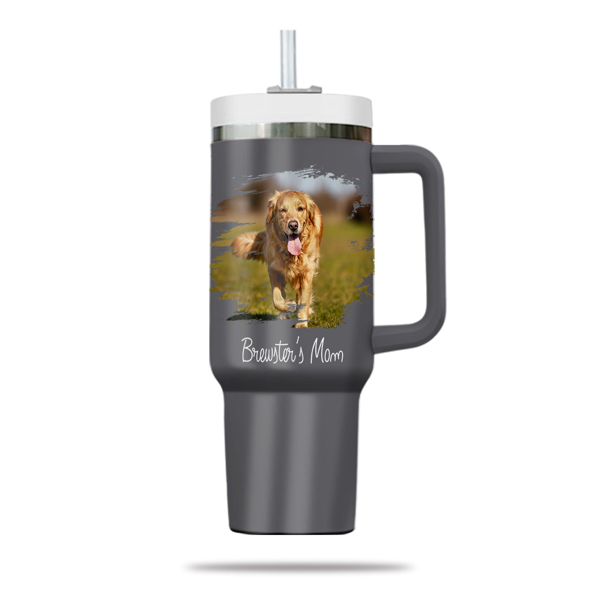 Custom Pet Photo Tumbler 40oz With Handle, Dog Photo Tumbler, Puppies Tumbler with Straw, Dog Lover Tumbler, Favorite Pet Tumbler, Stainless Steel Tumbler, Insulated Tumbler, Pet Photo Gift with Custom Pet Image 02