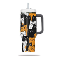 Thumbnail for Cute Cat Tumbler 40oz With Handle, Cat Pattern 40oz Tumbler, Cat Lover Tumbler 40oz, Stainless Steel Tumbler, Insulated Tumbler 28