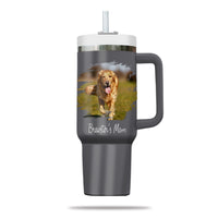 Thumbnail for Custom Pet Photo Tumbler 40oz With Handle, Dog Photo Tumbler, Puppies Tumbler with Straw, Dog Lover Tumbler, Favorite Pet Tumbler, Stainless Steel Tumbler, Insulated Tumbler, Pet Photo Gift with Custom Pet Image 02