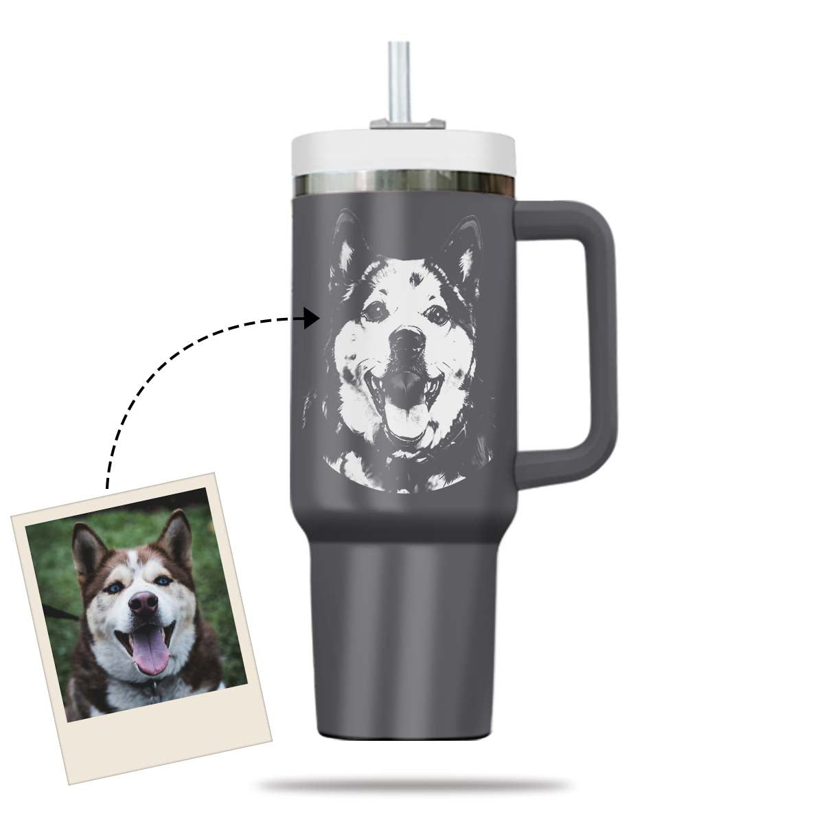 Custom Pet Photo Tumbler 40oz With Handle, Dog Photo Tumbler, Puppies Tumbler with Straw, Dog Lover Tumbler, Favorite Pet Tumbler, Stainless Steel Tumbler, Insulated Tumbler, Pet Photo Gift with Custom Pet Image 08