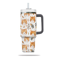 Thumbnail for Cute Cat Tumbler 40oz With Handle, Cat Pattern 40oz Tumbler, Cat Lover Tumbler 40oz, Stainless Steel Tumbler, Insulated Tumbler 16