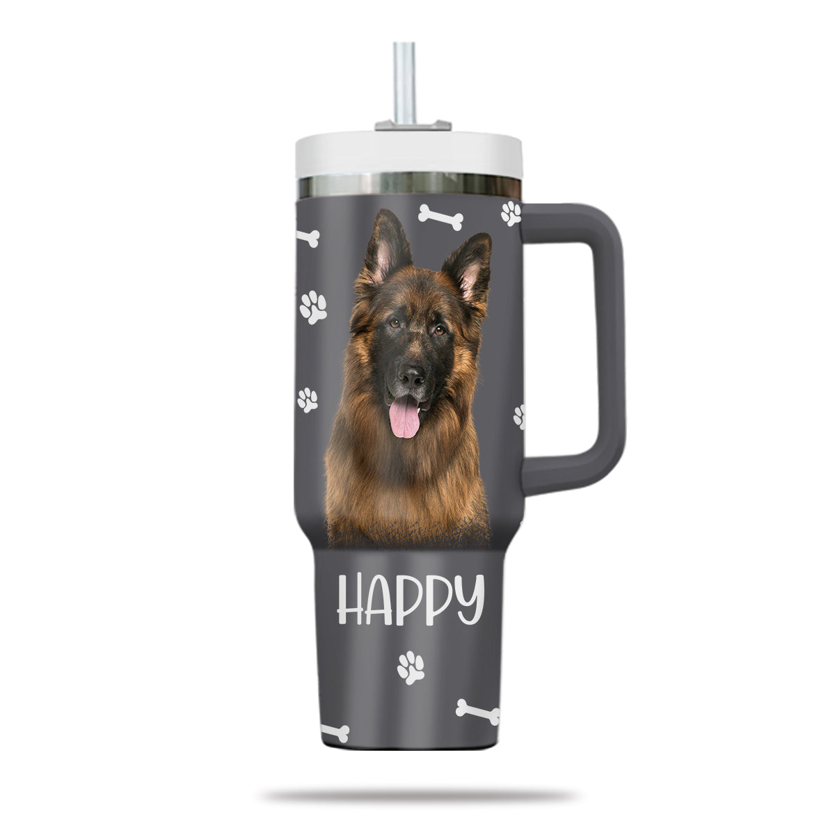 Custom Pet Photo Tumbler 40oz With Handle, Watercolor Pet Portrait From Photo Tumbler,  Personalized Dog Face Photo Tumbler with Straw, Dog Lover Tumbler, Stainless Steel Tumbler, Insulated Tumbler 15