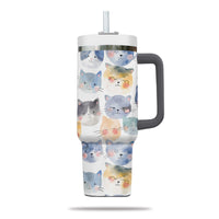 Thumbnail for Cute Cat Tumbler 40oz With Handle, Cat Pattern 40oz Tumbler, Cat Lover Tumbler 40oz, Stainless Steel Tumbler, Insulated Tumbler 18