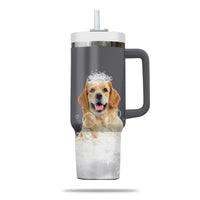 Thumbnail for Custom Pet Portrait Photo Tumbler 40oz With Handle, Animal in Tub, Funny Bathroom Art, Dog In Bathtub Print, Puppies Tumbler with Straw, Dog Lover Tumbler, Stainless Steel Tumbler, Insulated Tumbler 19