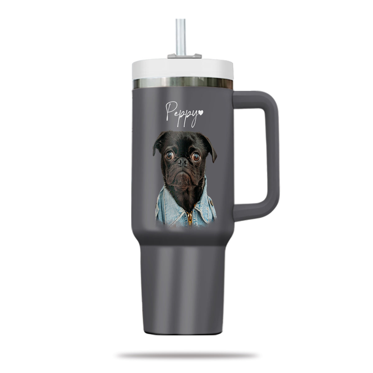 Custom Pet Photo Tumbler 40oz With Handle, Dog Photo Tumbler, Puppies Tumbler with Straw, Dog Lover Tumbler, Favorite Pet Tumbler, Stainless Steel Tumbler, Insulated Tumbler, Pet Photo Gift with Custom Pet Image 03