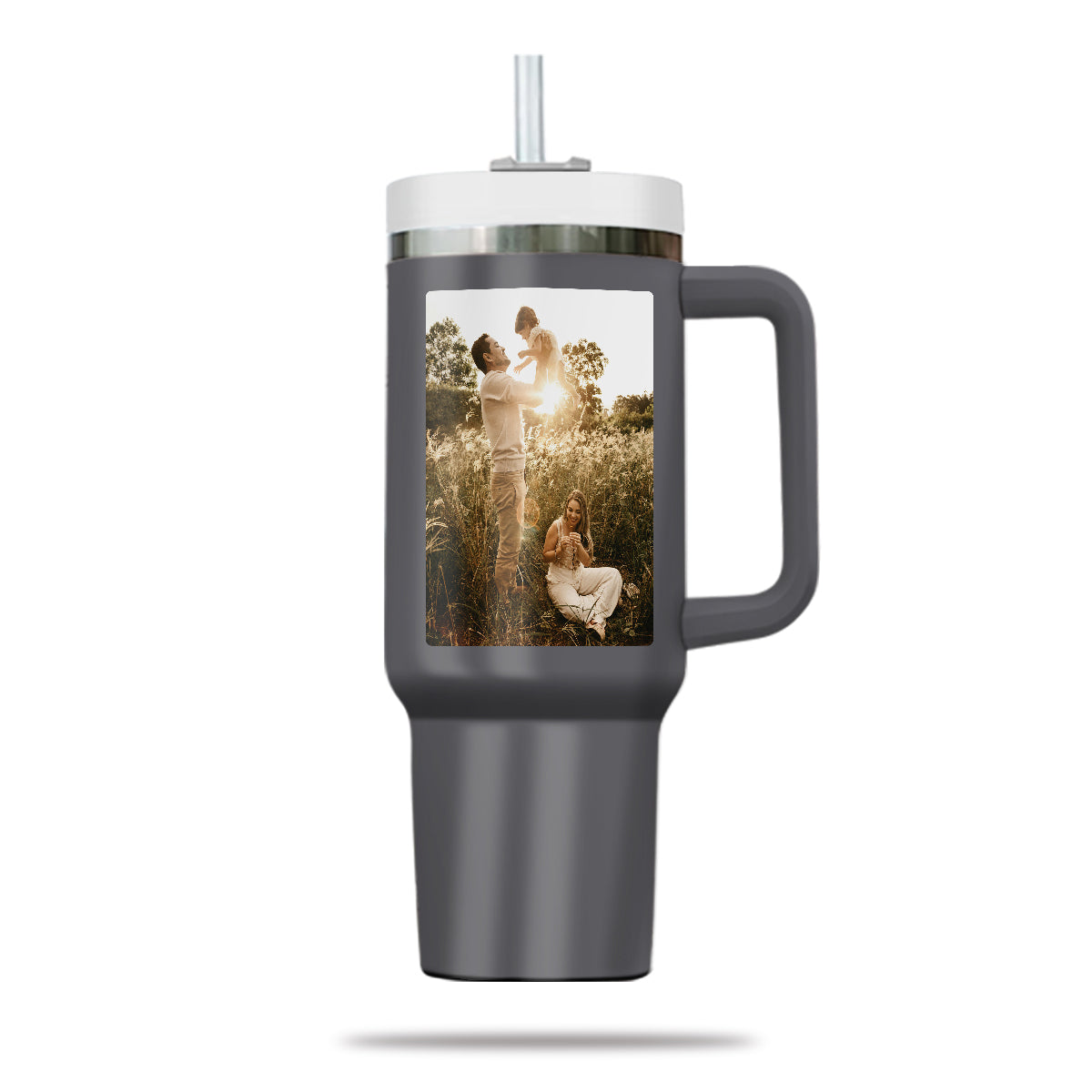 Custom 40oz Tumbler with Photo, Family Photo Tumbler 40oz With Handle, Personalized Photo Gift, Gift for Mother, Gift for Grandma, Stainless Steel Tumbler, Insulated Tumbler 01