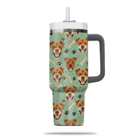 Thumbnail for Cute Pitbull Tumbler 40oz With Handle, Pitbull Pattern 40oz Tumbler, Dog Paw Photo Tumbler with Straw, Dog Lover Tumbler, Stainless Steel Tumbler, Insulated Tumbler