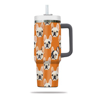 Thumbnail for Cute French Bulldog Tumbler 40oz With Handle, French Bulldog Pattern 40oz Tumbler, Dog Paw Photo Tumbler with Straw, Dog Lover Tumbler, Stainless Steel Tumbler, Insulated Tumbler 03