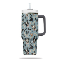 Thumbnail for Cute French Bulldog Tumbler 40oz With Handle, French Bulldog Pattern 40oz Tumbler, Dog Paw Photo Tumbler with Straw, Dog Lover Tumbler, Stainless Steel Tumbler, Insulated Tumbler 02