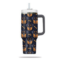 Thumbnail for Cute Rottweiler Tumbler 40oz With Handle, Rottweiler Pattern 40oz Tumbler, Dog Paw Photo Tumbler with Straw, Dog Lover Tumbler, Stainless Steel Tumbler, Insulated Tumbler