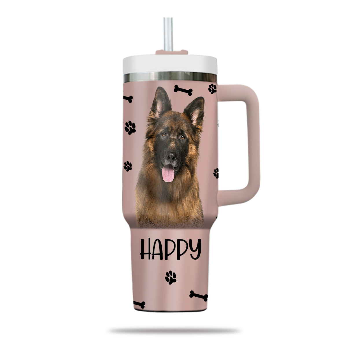 Custom Pet Photo Tumbler 40oz With Handle, Watercolor Pet Portrait From Photo Tumbler,  Personalized Dog Face Photo Tumbler with Straw, Dog Lover Tumbler, Stainless Steel Tumbler, Insulated Tumbler 15