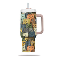 Thumbnail for Cute Cat Tumbler 40oz With Handle, Cat Pattern 40oz Tumbler, Cat Lover Tumbler 40oz, Stainless Steel Tumbler, Insulated Tumbler 20