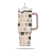 Thumbnail for Cute Cat Tumbler 40oz With Handle, Cat Pattern 40oz Tumbler, Cat Lover Tumbler 40oz, Stainless Steel Tumbler, Insulated Tumbler 11