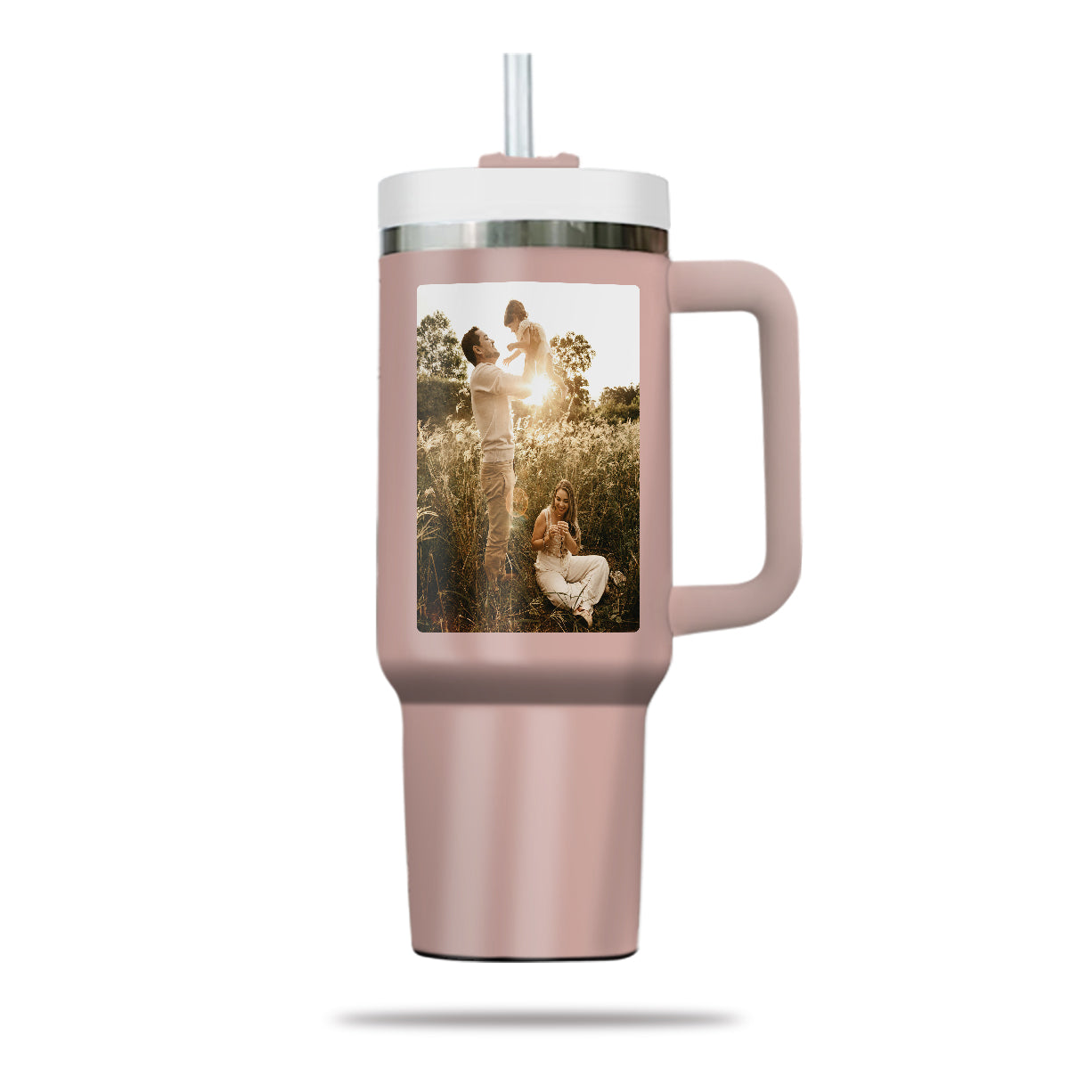 Custom 40oz Tumbler with Photo, Family Photo Tumbler 40oz With Handle, Personalized Photo Gift, Gift for Mother, Gift for Grandma, Stainless Steel Tumbler, Insulated Tumbler 01