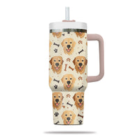 Thumbnail for Cute Golden Retriever Tumbler 40oz With Handle, Golden Retriever Pattern 40oz Tumbler, Dog Paw Photo Tumbler with Straw, Dog Lover Tumbler, Stainless Steel Tumbler, Insulated Tumbler